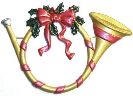 Holiday Horn, Hand-Painted, Refrigerator Magnet - Click Image to Close