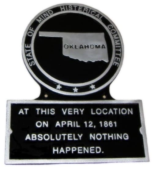 Oklahoma State Marker 1861, Hand Painted Plaque, Metal