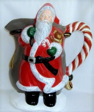 Santa Pitcher Ceramic Hand-Painted - Click Image to Close