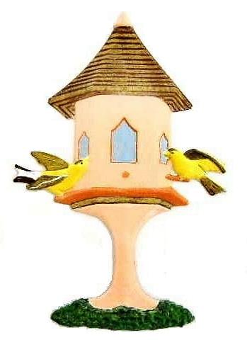Birdhouse, Hand-Painted, Refrigerator Magnet