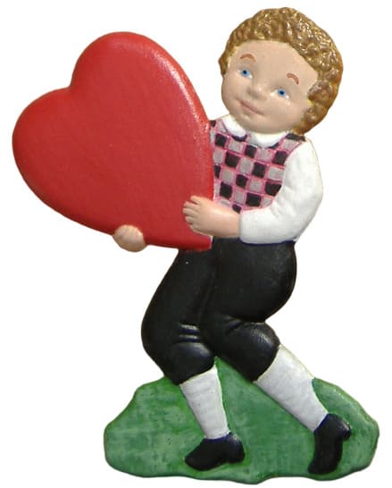 Boy & Heart, Light, Hand-Painted, Refrigerator Magnet