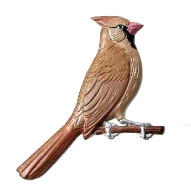 Cardinal Female, Hand Painted, Refrigerator Magnet