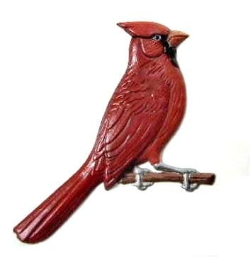 Cardinal Male, Hand Painted, Refrigerator Magnet - Click Image to Close